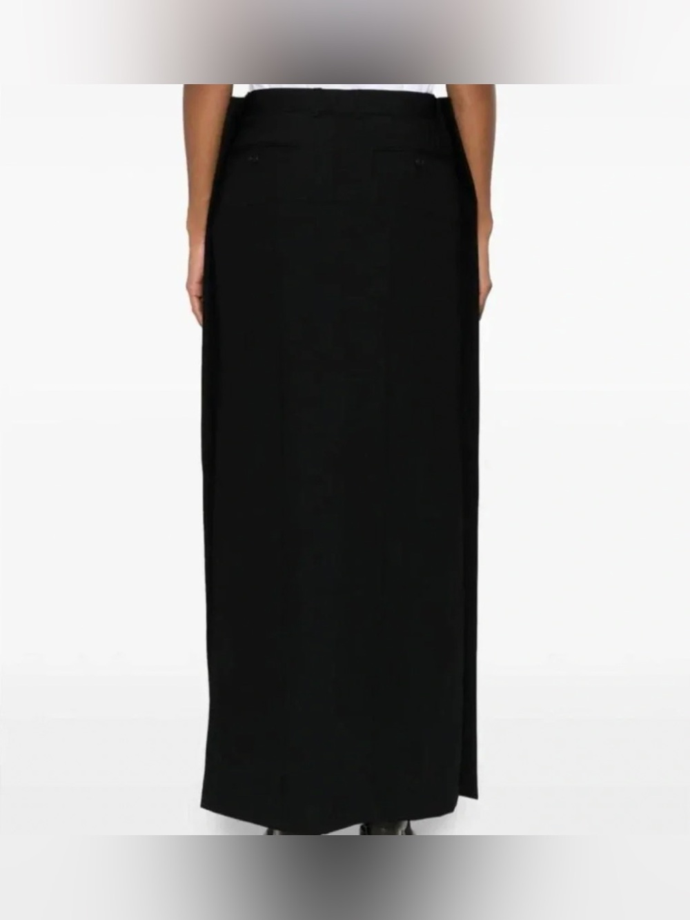 BETTTER Side Ribbed Maxi Skirt Black 100% Wool NWT BrownsDrop S Upcycled Minimal - Picture 2 of 8